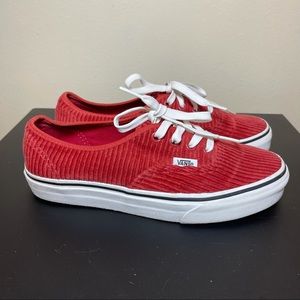 Like New VANS Authentic Assembly Corduroy Sneakers Bossa Nova RED Sz 7.5